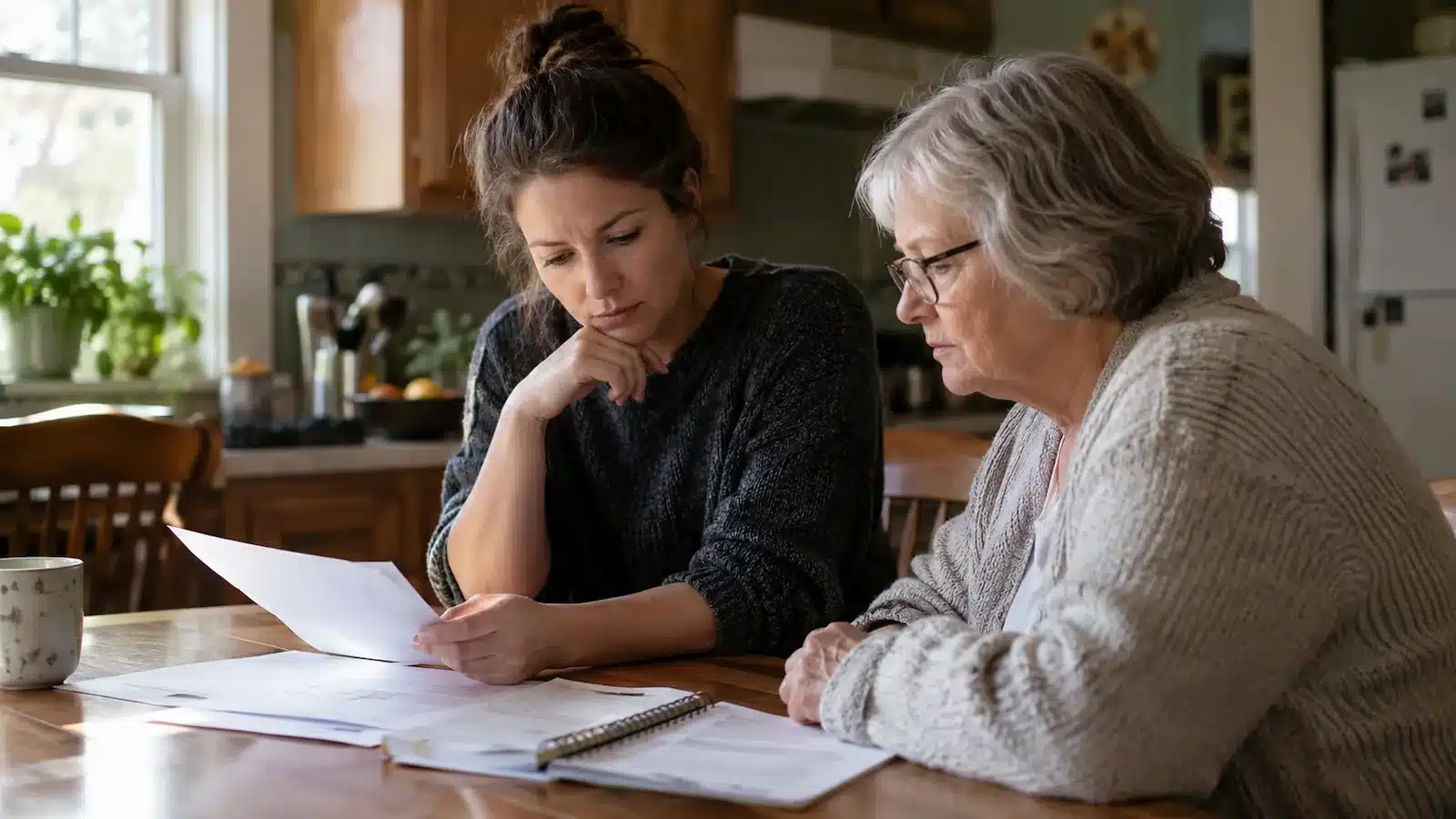 Family reviewing home care payment options at a kitchen table in Arkansas